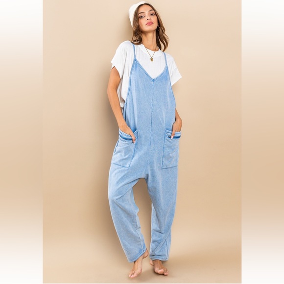 06 Mineral Washed French Terry Harem Jumpsuit - Picture 5 of 7